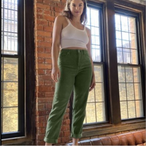 Urban Outfitters BDG Mom High Rise Corduroy Pant Moss Green Size 28 - Picture 15 of 15